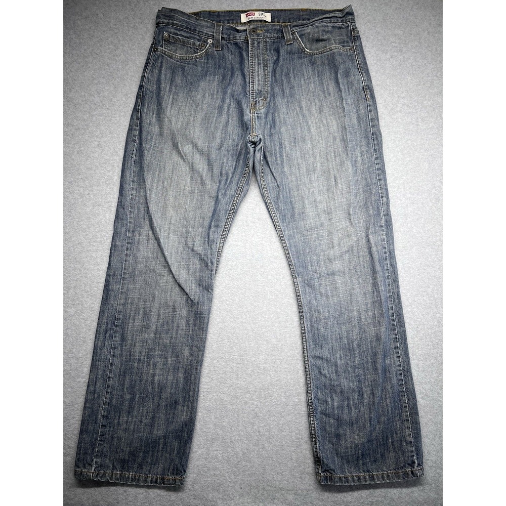 Levi's 514 Jeans Men's 38x30 Blue Denim Slim Straight Leg Distressed‎ Light